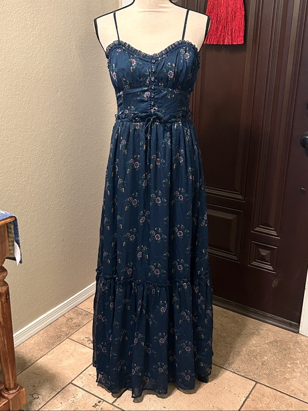 Patrons of Peace Blue Floral Cottagecore Maxi Dress
